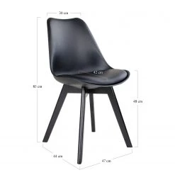 Norrwood Chaises Salon (lot de 2) - Matière plastique / Hévéa massif - Noir -Meubles de salle à manger Soldes Magasin 1000231033 201125 16492900208 SKETCH DETAILS P000000001000231033 sketch