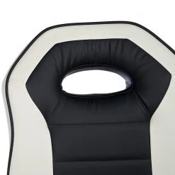 Loftscape Chaises de bar Yoncalla (lot de 2) - Imitation cuir / Métal - Noir et blanc - Chrome -Meubles de salle à manger Soldes Magasin 1000231303 220411 034 DETAILS P000000001000231303