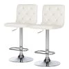 Red Living Chaises de bar Rougon (lot de 2) - Imitation cuir - Chrome - Blanc