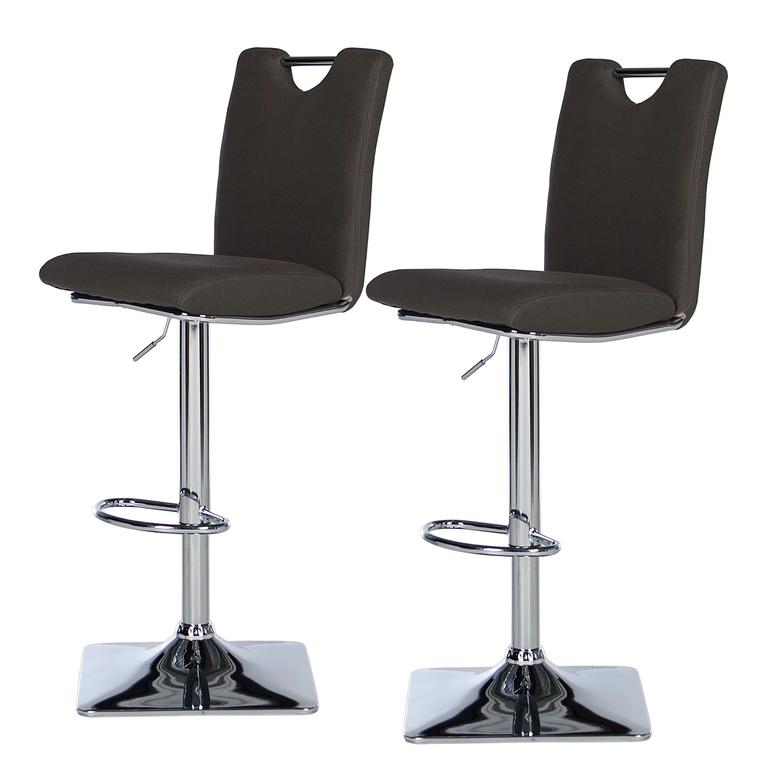 Loftscape Chaises de bar Swanville (lot de 2) - Microfibre / Métal - Marron foncé / Chrome 1 Loftscape Chaises de bar Swanville (lot de 2) - Microfibre / Métal - Marron foncé / Chrome