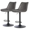 Red Living Chaises de bar Wismes (lot de 2) - Microfibre / Fer - Gris vintage