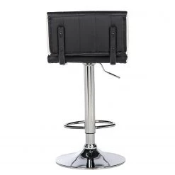 Loftscape Chaises de bar Moire (lot de 2) - Imitation cuir / Métal - Noir et blanc - Chrome -Meubles de salle à manger Soldes Magasin 1000231307 220406 040 DETAILS P000000001000231307