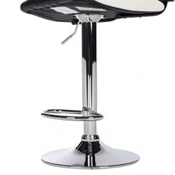 Loftscape Chaises de bar Moire (lot de 2) - Imitation cuir / Métal - Noir et blanc - Chrome -Meubles de salle à manger Soldes Magasin 1000231307 220406 045 DETAILS P000000001000231307