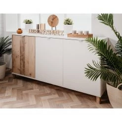 Loftscape Buffet Mayac I - Blanc / Imitation bois recyclé -Meubles de salle à manger Soldes Magasin 1000231352 201208 11132800037 MOOD DETAILS P000000001000231352 mood