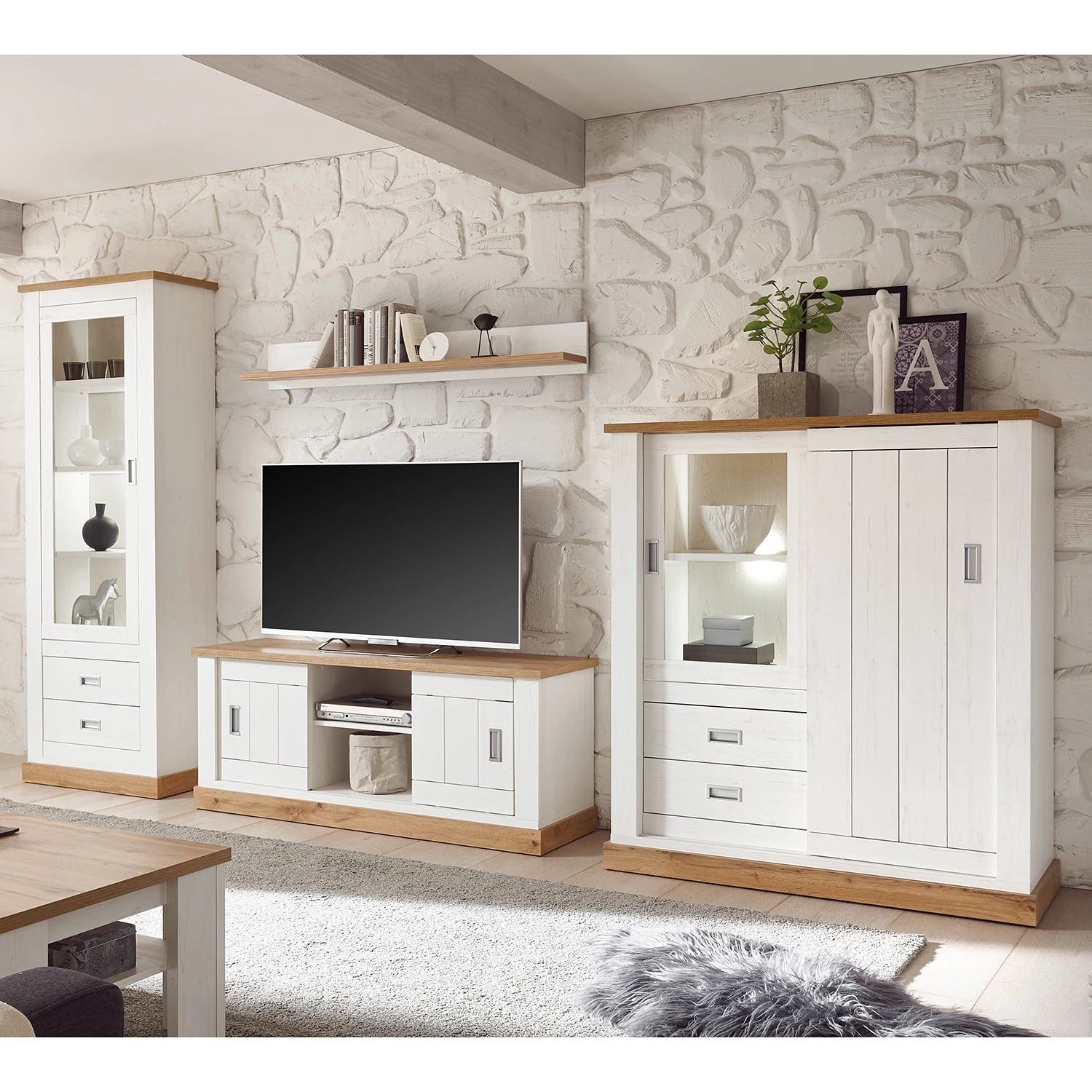 Ridgevalley Tablette murale Ollezy - Imitation pin blanc / Imitation chêne artisan - Largeur : 138 cm 4 Ridgevalley Tablette murale Ollezy - Imitation pin blanc / Imitation chêne artisan - Largeur : 138 cm – Image 4