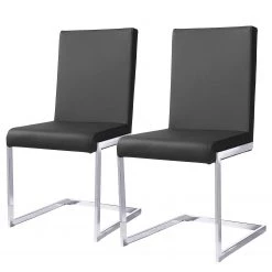 Loftscape Chaises cantilever Talcott (lot de 2) - Imitation cuir - Chrome - Noir