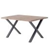 Red Living Table Woodbury - Chêne massif / Acier - Chêne foncé - Largeur : 140 cm