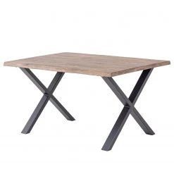 Red Living Table Woodbury - Chêne massif / Acier - Chêne foncé - Largeur : 140 cm