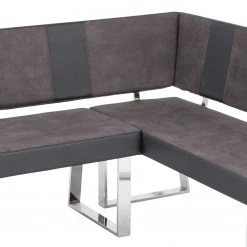 Loftscape Banc d’angle Mile - Cuir synthétique & Microfibre / Acier - Gris vintage / Chrome -Meubles de salle à manger Soldes Magasin 1000233992 210108 13125000421 DETAILS P000000001000233992