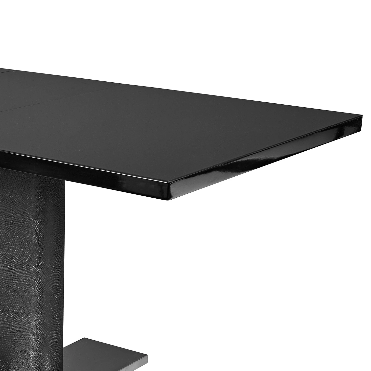 Loftscape Table Rosnay - (extensible) - MDF (panneau de fibres à densité moyenne) & verre / Acier inoxydable - Noir & imitation peau de serpent anthracite / acier inoxydable 6 Loftscape Table Rosnay - (extensible) - MDF (panneau de fibres à densité moyenne) & verre / Acier inoxydable - Noir & imitation peau de serpent anthracite / acier inoxydable – Image 6