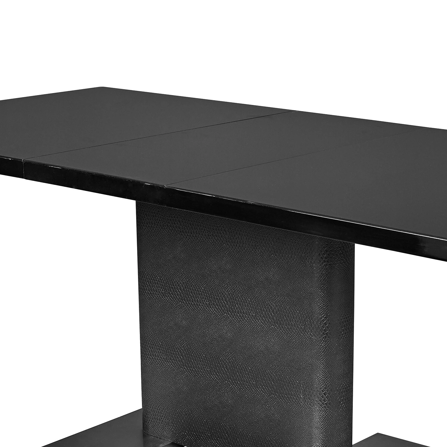 Loftscape Table Rosnay - (extensible) - MDF (panneau de fibres à densité moyenne) & verre / Acier inoxydable - Noir & imitation peau de serpent anthracite / acier inoxydable 8 Loftscape Table Rosnay - (extensible) - MDF (panneau de fibres à densité moyenne) & verre / Acier inoxydable - Noir & imitation peau de serpent anthracite / acier inoxydable – Image 8