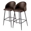 Loftscape Chaises de bar (lot de 2) - Microfibre / Acier - Marron foncé / Noir