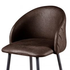Loftscape Chaises de bar (lot de 2) - Microfibre / Acier - Marron foncé / Noir -Meubles de salle à manger Soldes Magasin 1000233996 210108 13134000455 DETAILS P000000001000233996