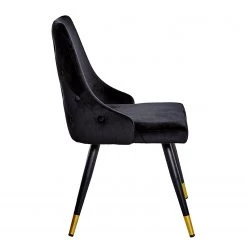 Jack & Alice Chaises capitonnées Loix (lot de 2) - Velours / Acier - Noir -Meubles de salle à manger Soldes Magasin 1000234601 210115 12513500043 DETAILS P000000001000234601