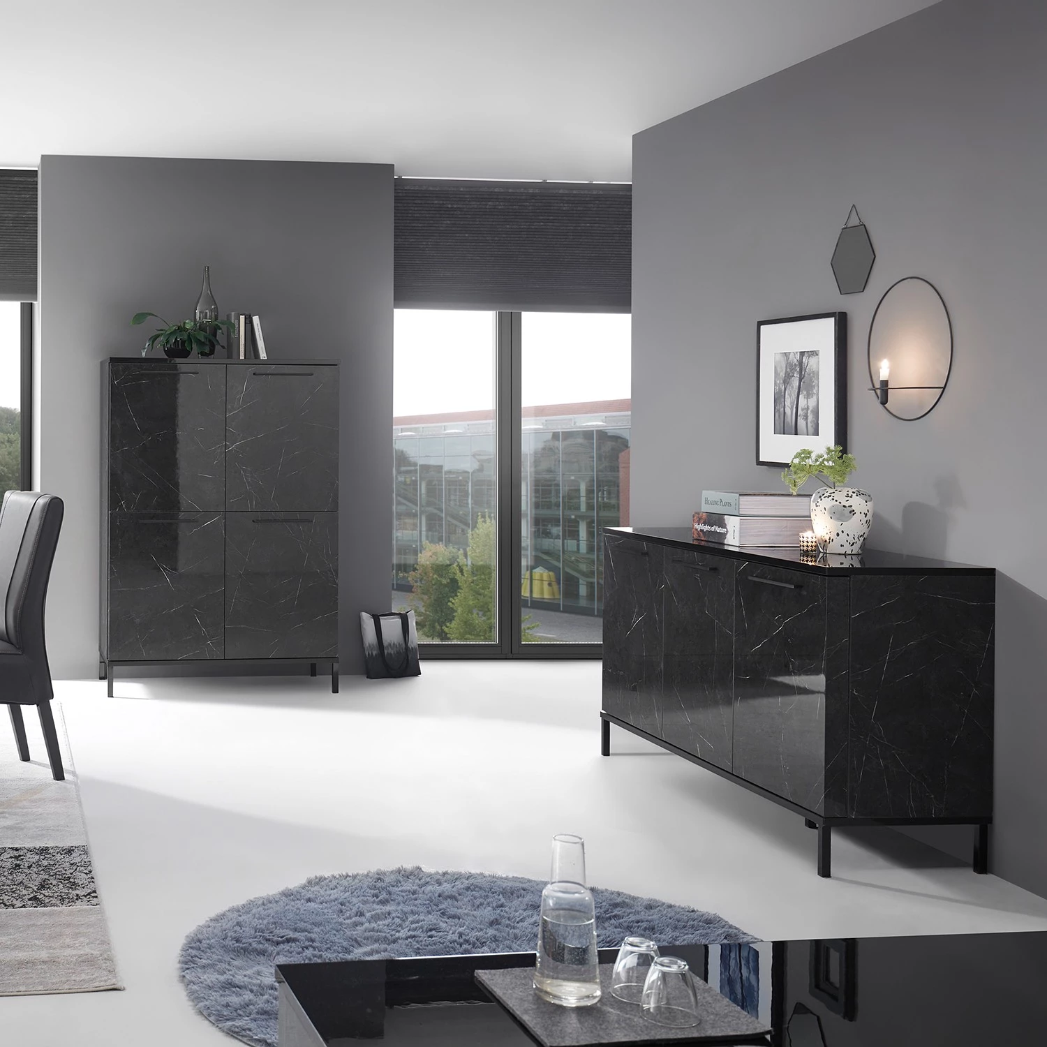 LC Spa Buffet Mango - Imitation marbre noir - Largeur : 156 cm 4 LC Spa Buffet Mango - Imitation marbre noir - Largeur : 156 cm – Image 4