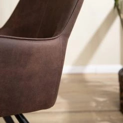 Mørteens Chaise à accoudoirs Ternes - Microfibre / Acier - Marron foncé / Noir -Meubles de salle à manger Soldes Magasin 1000235383 220517 031 DETAILS P000000001000235383