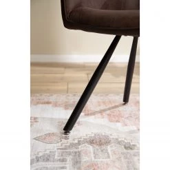 Mørteens Chaise à accoudoirs Ternes - Microfibre / Acier - Marron foncé / Noir -Meubles de salle à manger Soldes Magasin 1000235383 220517 034 DETAILS P000000001000235383