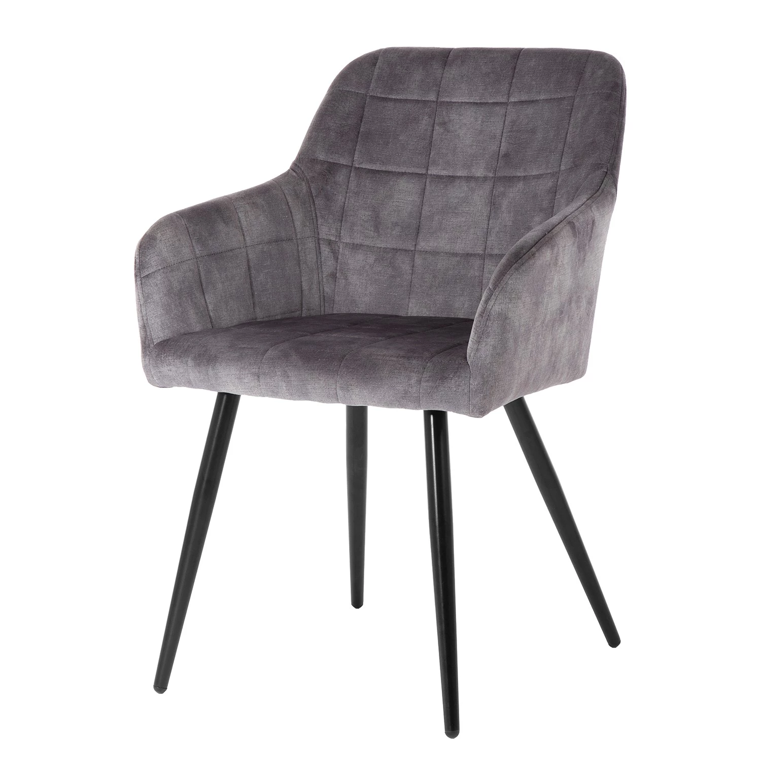 Jack & Alice Chaise à accoudoirs Vieville - Velours / Acier - Gris foncé / Noir 1 Jack & Alice Chaise à accoudoirs Vieville - Velours / Acier - Gris foncé / Noir