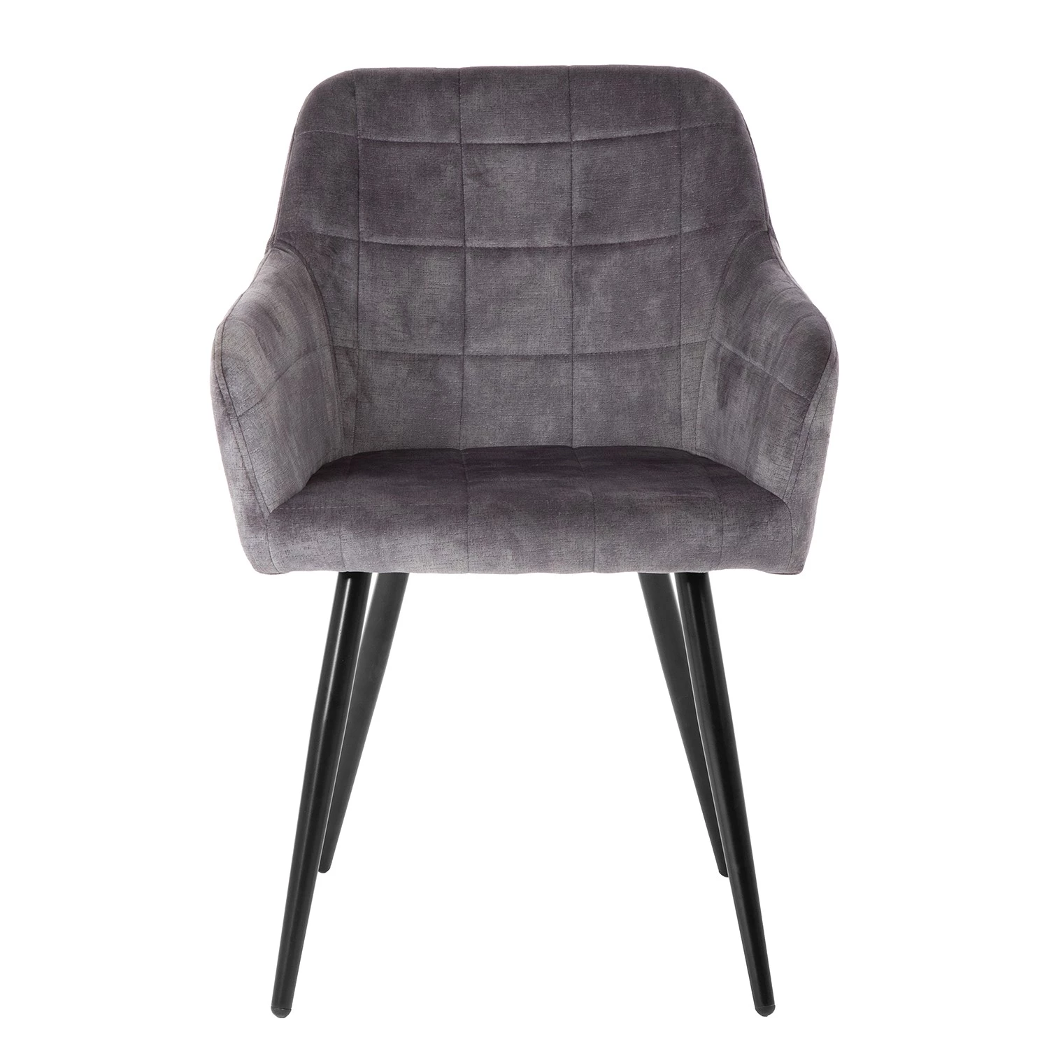 Jack & Alice Chaise à accoudoirs Vieville - Velours / Acier - Gris foncé / Noir 2 Jack & Alice Chaise à accoudoirs Vieville - Velours / Acier - Gris foncé / Noir – Image 2