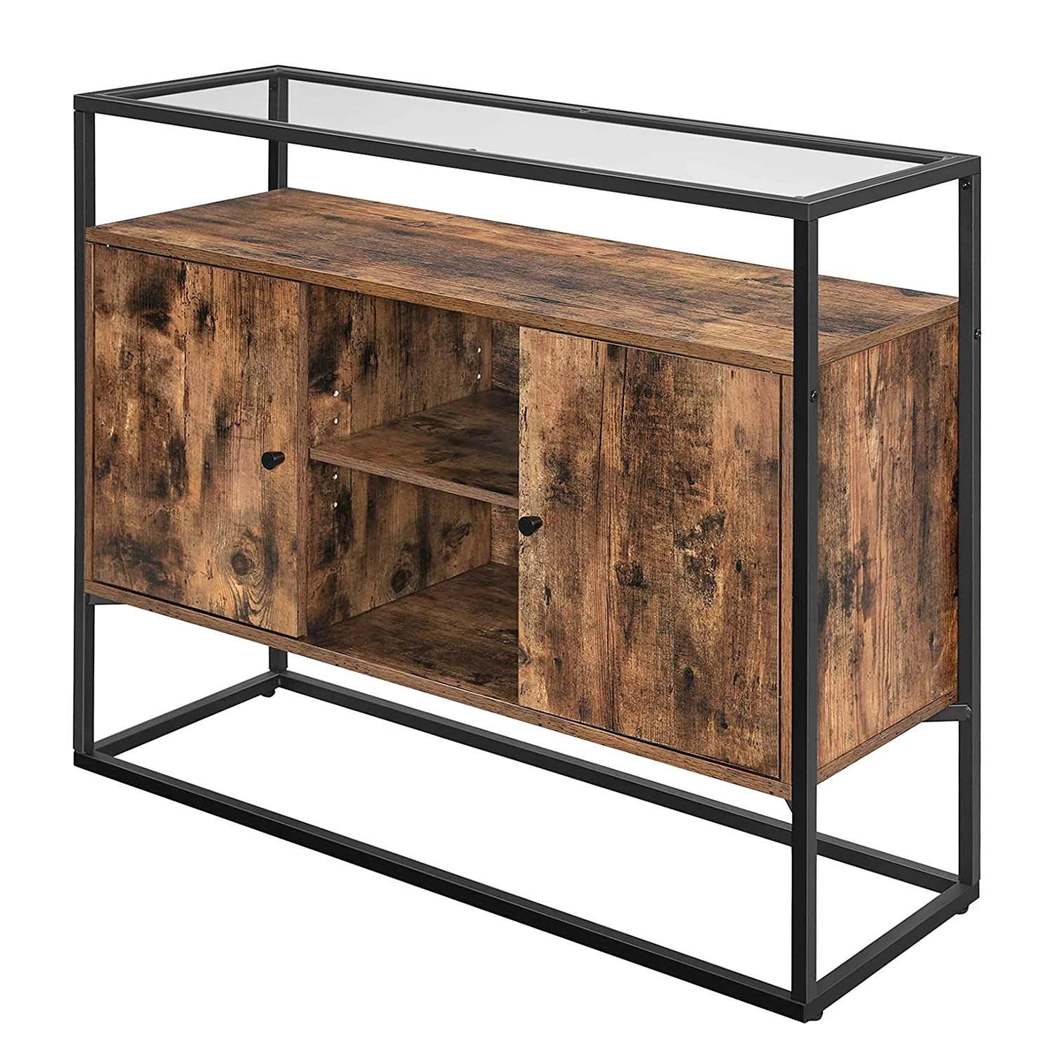 Red Living Buffet Cottage Hill III - Verre / Métal - Marron / Noir 1 Red Living Buffet Cottage Hill III - Verre / Métal - Marron / Noir