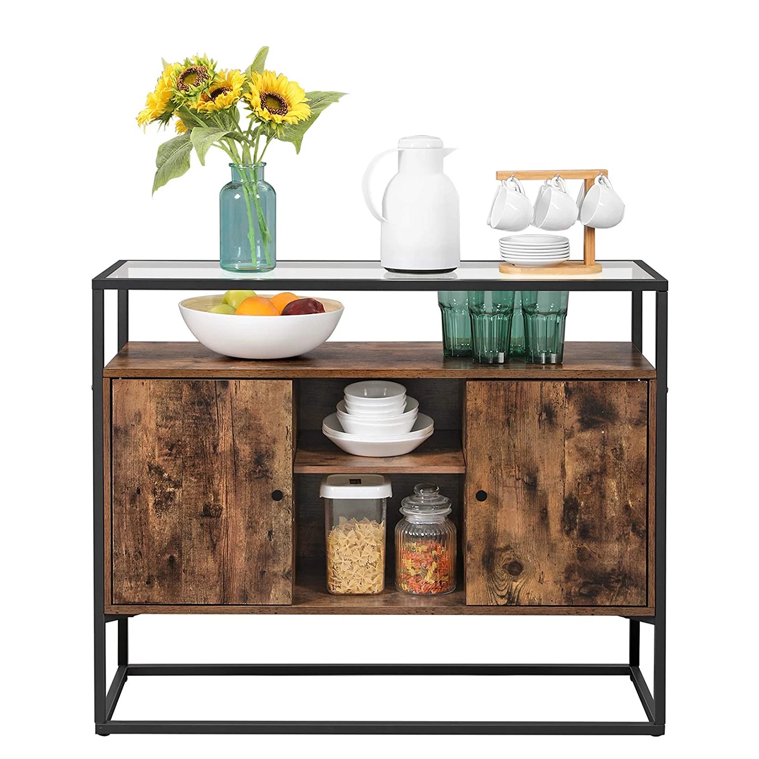 Red Living Buffet Cottage Hill III - Verre / Métal - Marron / Noir 6 Red Living Buffet Cottage Hill III - Verre / Métal - Marron / Noir – Image 6