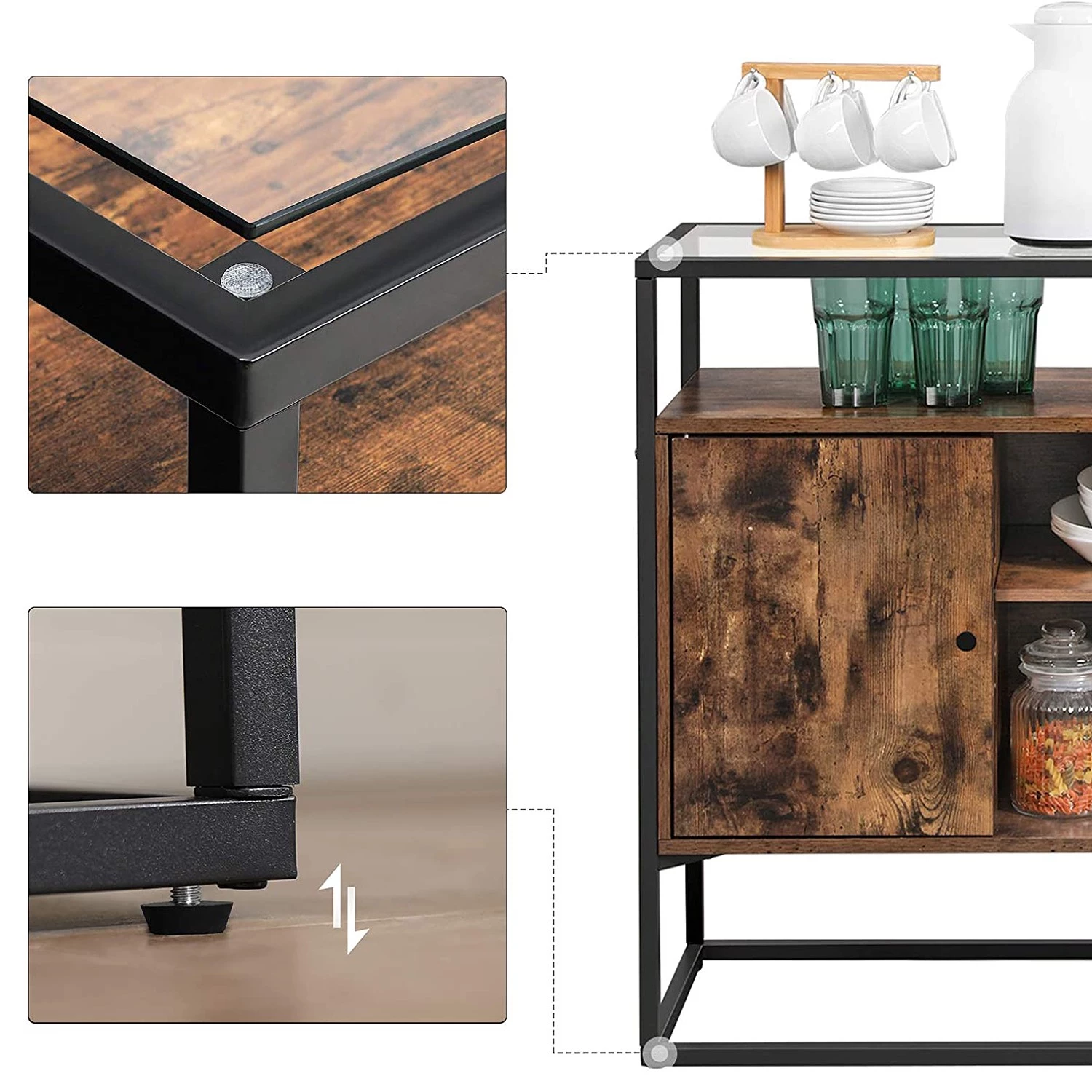 Red Living Buffet Cottage Hill III - Verre / Métal - Marron / Noir 8 Red Living Buffet Cottage Hill III - Verre / Métal - Marron / Noir – Image 8