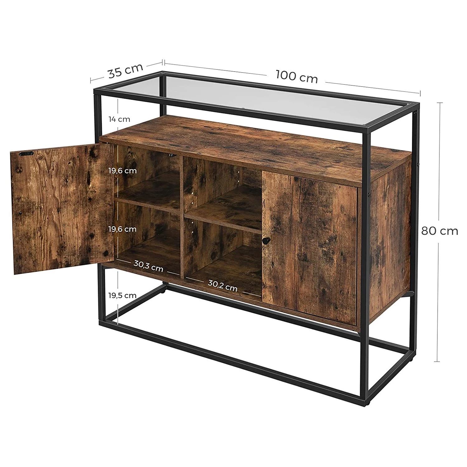 Red Living Buffet Cottage Hill III - Verre / Métal - Marron / Noir 9 Red Living Buffet Cottage Hill III - Verre / Métal - Marron / Noir – Image 9