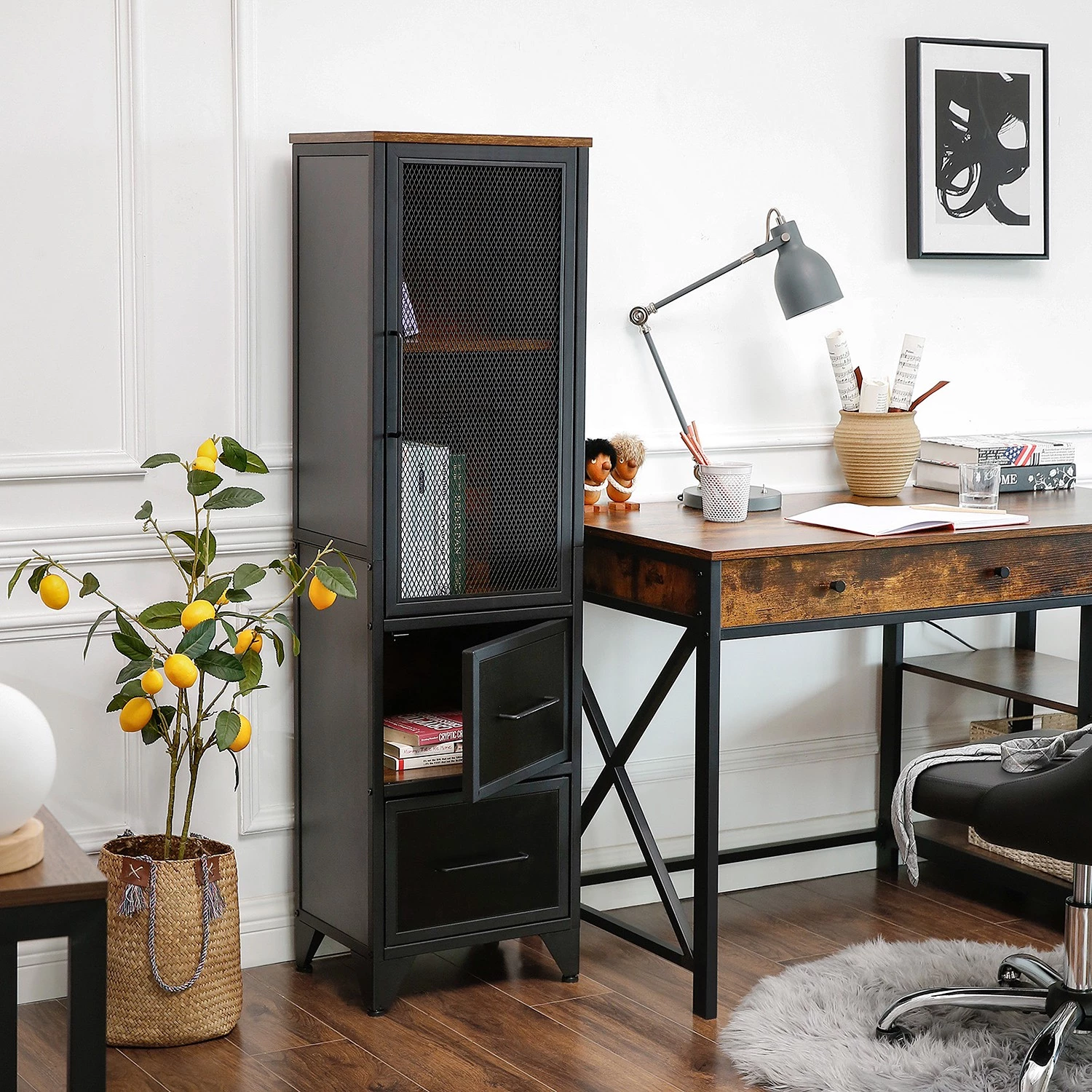 Red Living Étagère Thenon - Noir / Marron 2 Red Living Étagère Thenon - Noir / Marron – Image 2