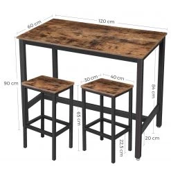 Red Living Ensemble de bar Theville (3 éléments) - Imitation chêne rustique / Noir 15 Red Living Ensemble de bar Theville (3 éléments) - Imitation chêne rustique / Noir -Meubles de salle à manger Soldes Magasin 1000235780 210118 06491500435 SKETCH DETAILS P000000001000235780 sketch