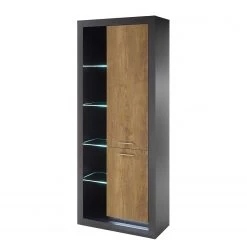 Red Living Armoire Talence - Imitation châtaigner / Gris - Butoir à droite