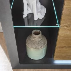 Red Living Armoire Talence - Imitation châtaigner / Gris - Butoir à droite -Meubles de salle à manger Soldes Magasin 1000236851 201218 06051500065 DETAILS P000000001000236851