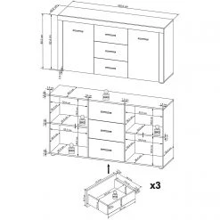Loftscape Buffet Vierzon - Imitation chêne Sonoma -Meubles de salle à manger Soldes Magasin 1000237347 201230 13162700072 SKETCH DETAILS P000000001000237347 sketch