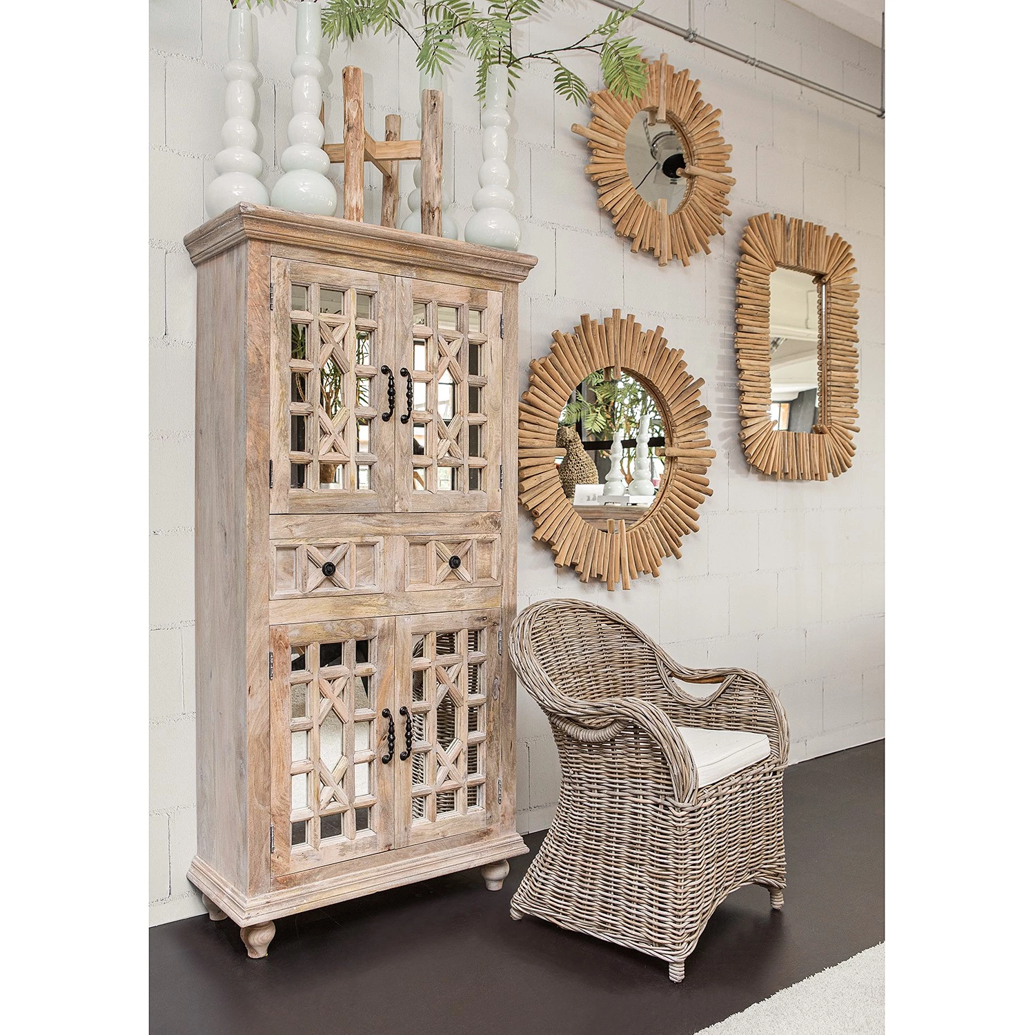 Naturoo Fauteuil Lozon - Rotin / Tissu - Gris Kubu / Crème 2 Naturoo Fauteuil Lozon - Rotin / Tissu - Gris Kubu / Crème – Image 2