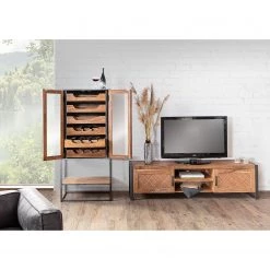 Red Living Armoire à vin Viessoix - Teck massif et acacia massif / Fer - Teck / Anthracite -Meubles de salle à manger Soldes Magasin 1000240176 210115 08042100028 MOOD DETAILS P000000001000240176 mood