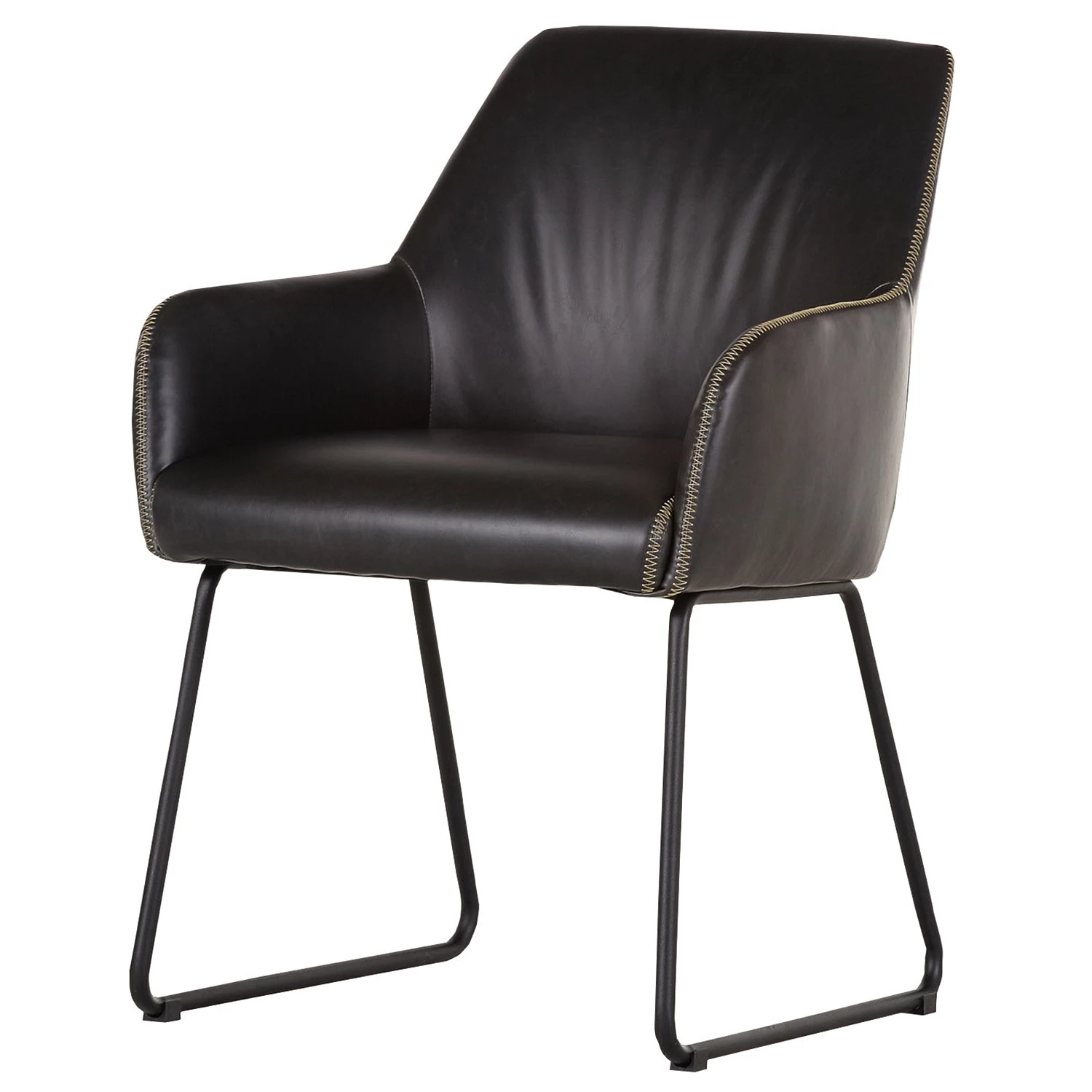 Red Living Chaise à accoudoirs Urbes - Imitation cuir / Fer - Noir / Noir 1 Red Living Chaise à accoudoirs Urbes - Imitation cuir / Fer - Noir / Noir