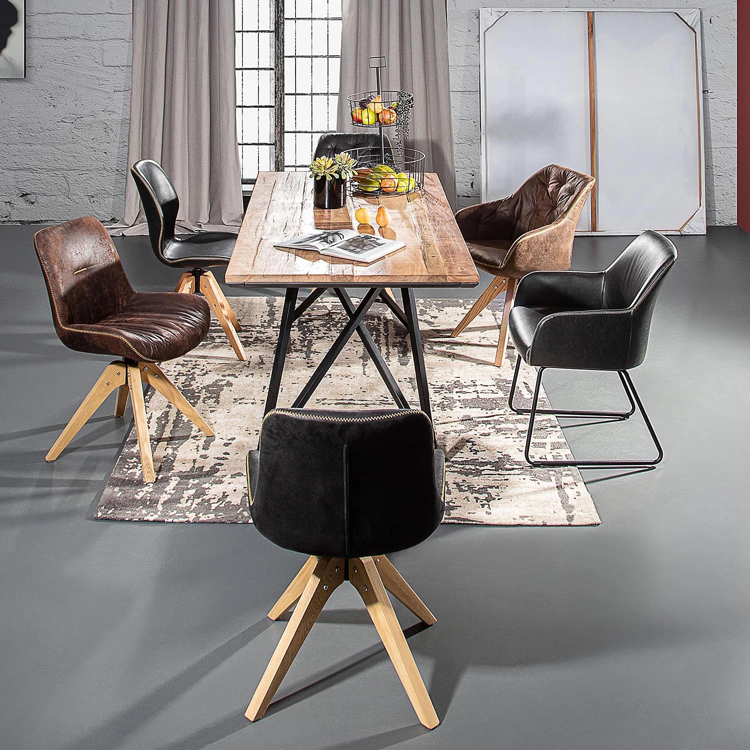 Red Living Chaise à accoudoirs Urbes - Imitation cuir / Fer - Noir / Noir 2 Red Living Chaise à accoudoirs Urbes - Imitation cuir / Fer - Noir / Noir – Image 2