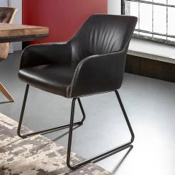 Red Living Chaise à accoudoirs Urbes - Imitation cuir / Fer - Noir / Noir 11 Red Living Chaise à accoudoirs Urbes - Imitation cuir / Fer - Noir / Noir -Meubles de salle à manger Soldes Magasin 1000240179 210115 08045600046 MOOD DETAILS P000000001000240179 mood