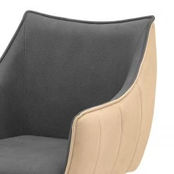 Ars manufacti Chaise à accoudoirs Noyack (lot de 2) - Microfibre / Métal - Gris et Beige / Anthracite -Meubles de salle à manger Soldes Magasin 1000240191 210106 06545300003 DETAILS P000000001000240191