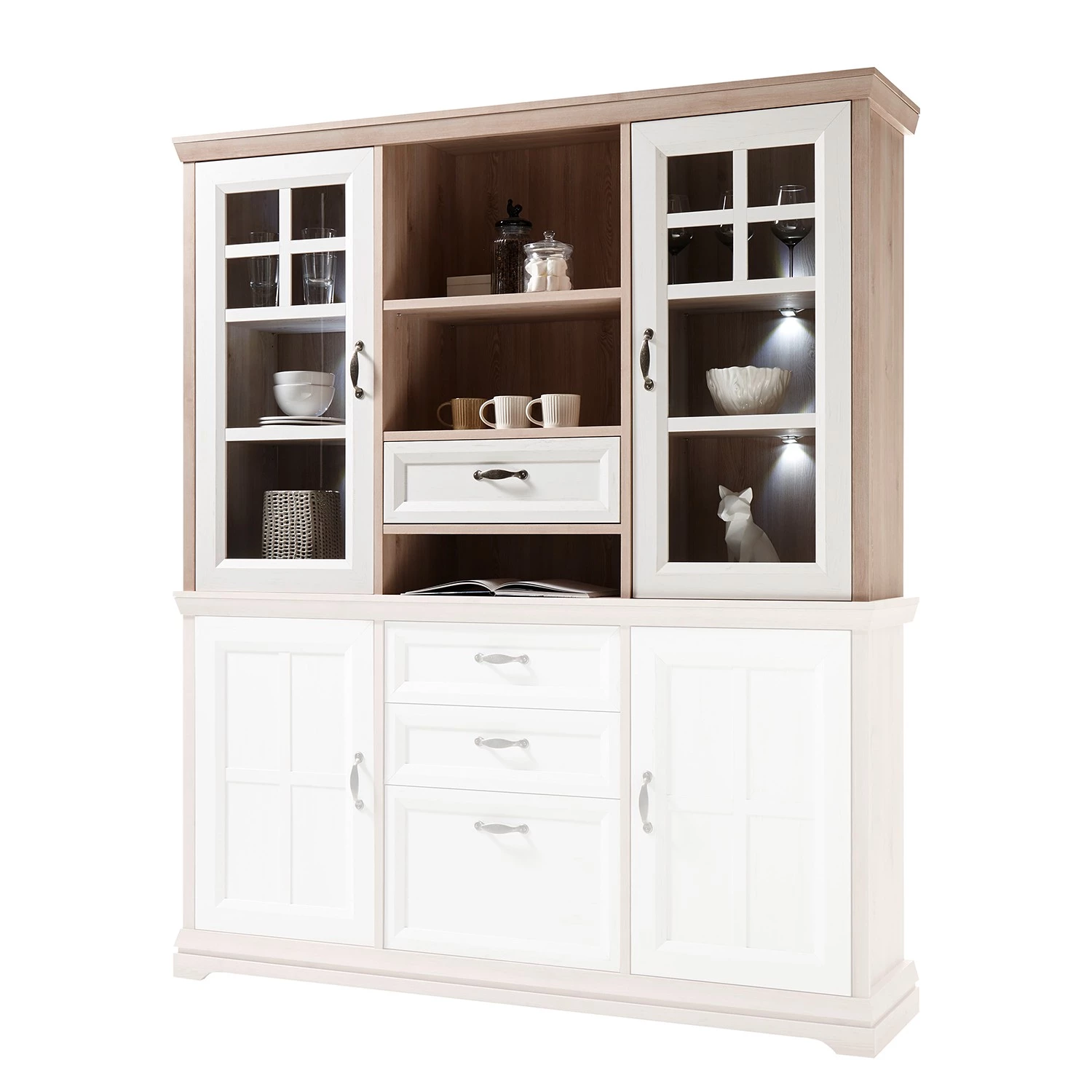 Ridgevalley Haut de buffet Avene - Blanc / Imitation pin 1 Ridgevalley Haut de buffet Avene - Blanc / Imitation pin