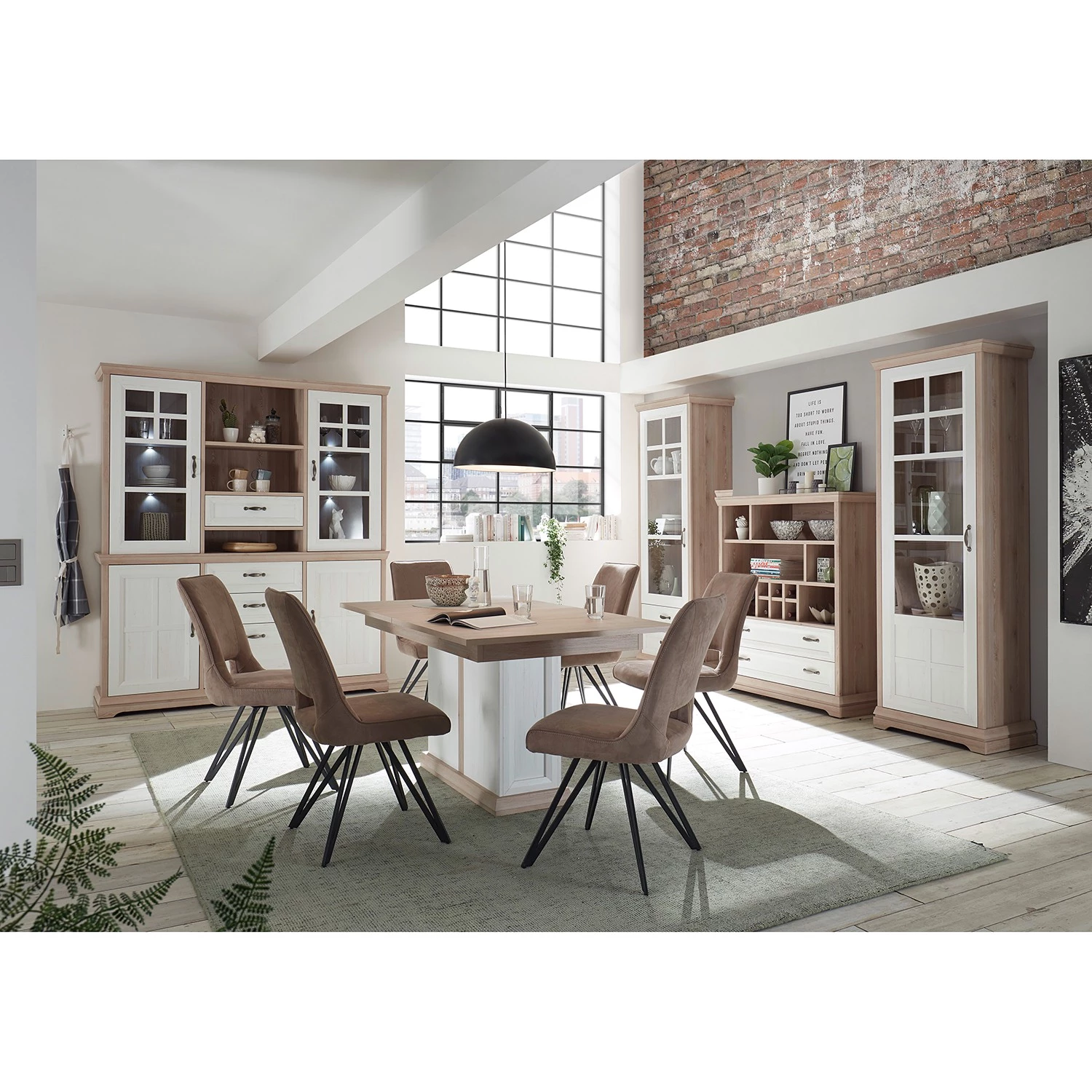 Ridgevalley Haut de buffet Avene - Blanc / Imitation pin 2 Ridgevalley Haut de buffet Avene - Blanc / Imitation pin – Image 2