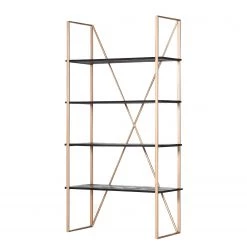 Red Living Étagère Oissel I - Acacia massif / Métal - Acacia noir / Doré