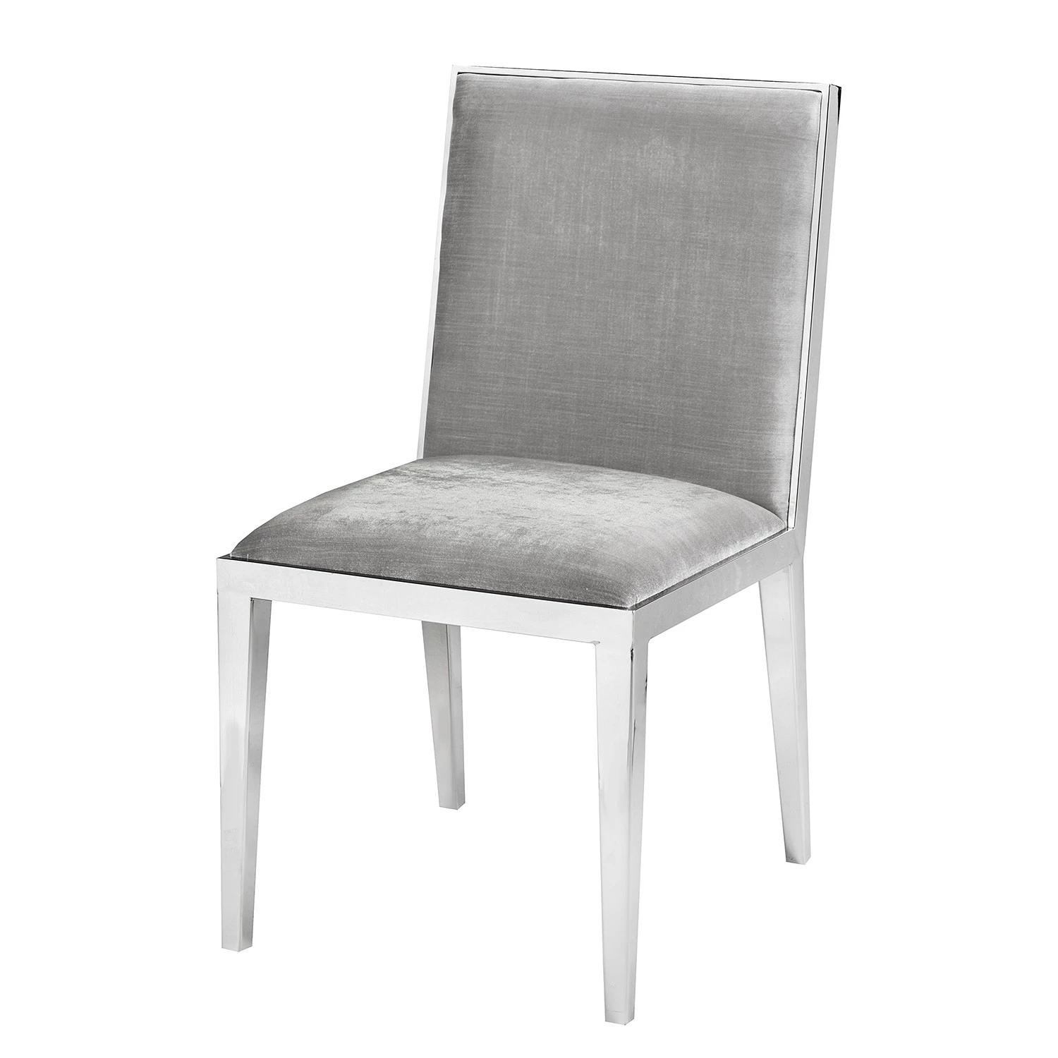 Velvet Studio Chaise capitonnée Le Marin - Velours / Acier inoxydable - Gris clair / Argenté 1 Velvet Studio Chaise capitonnée Le Marin - Velours / Acier inoxydable - Gris clair / Argenté