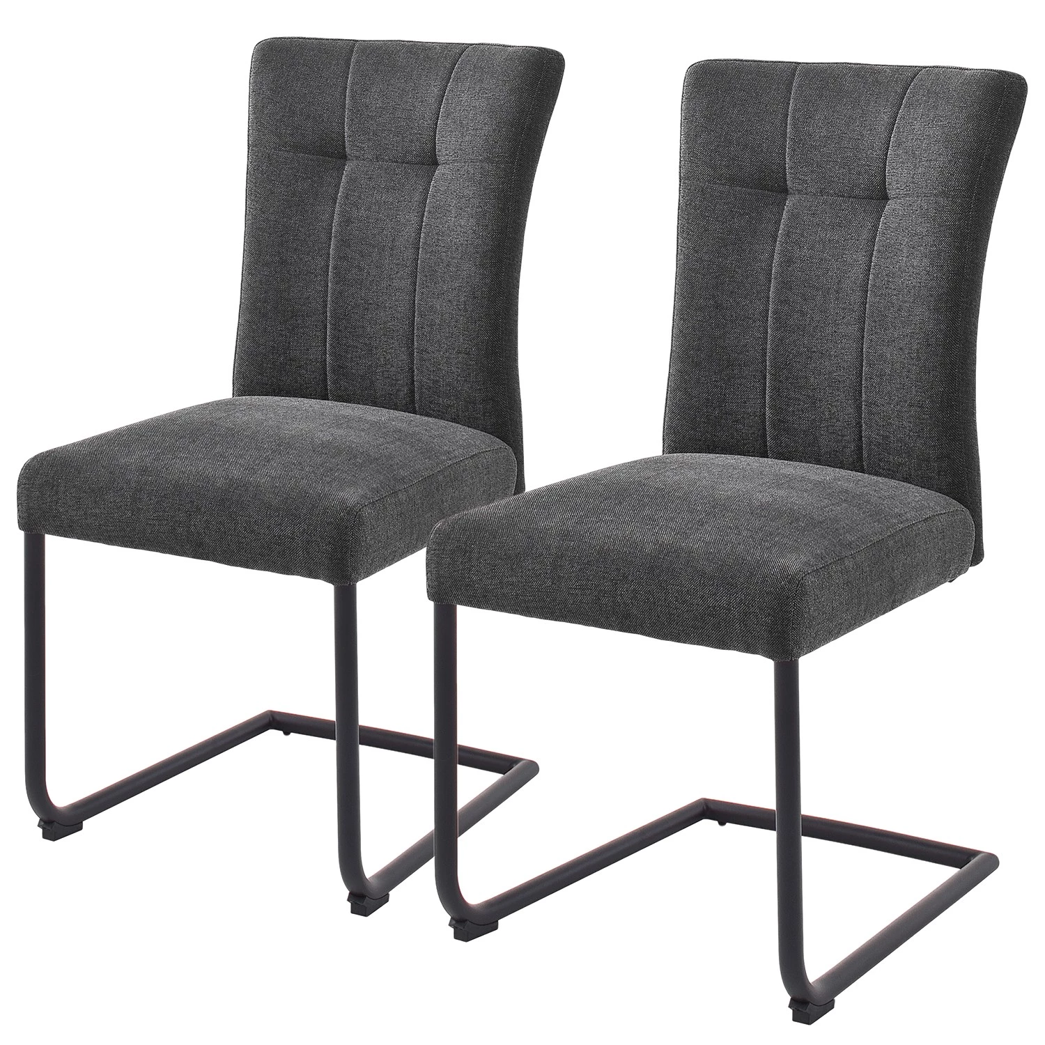 Loftscape Chaises cantilever Callian (lot de 2) - Chenille - Anthracite - Noir 1 Loftscape Chaises cantilever Callian (lot de 2) - Chenille - Anthracite - Noir