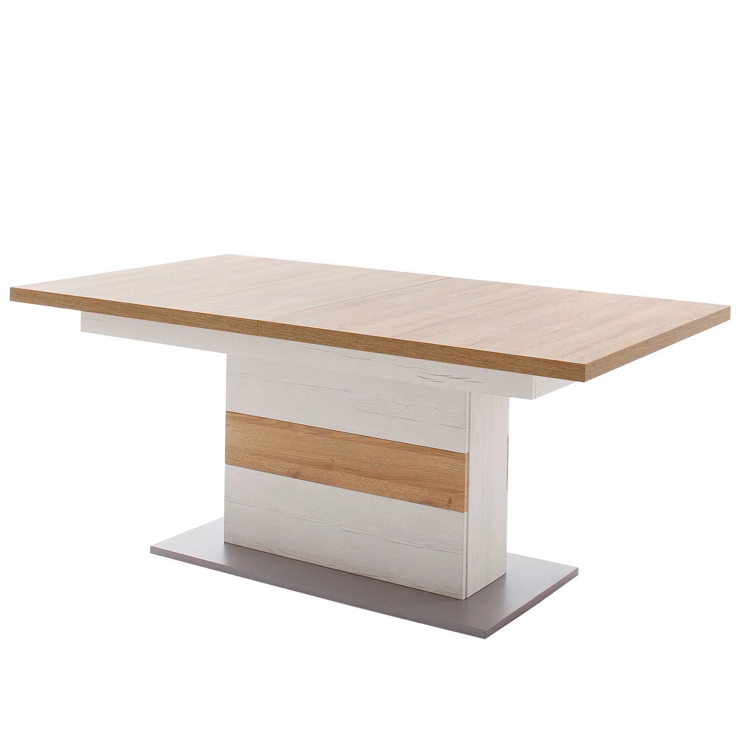 Loftscape Table Marnay (extensible) - Imitation pin Aurelio et imitation pin blanc / Imitation aluminium 1 Loftscape Table Marnay (extensible) - Imitation pin Aurelio et imitation pin blanc / Imitation aluminium