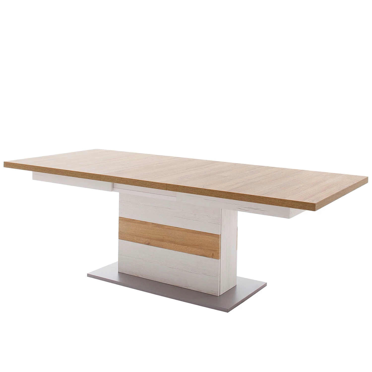 Loftscape Table Marnay (extensible) - Imitation pin Aurelio et imitation pin blanc / Imitation aluminium 4 Loftscape Table Marnay (extensible) - Imitation pin Aurelio et imitation pin blanc / Imitation aluminium – Image 4