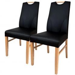 Naturoo Chaises capitonnées Lullin (lot de 2) - Chêne sauvage massif - Noir