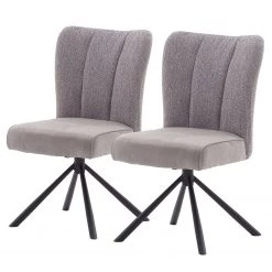 Fredriks Chaises Arleta II (lot de 2) - Microfibre et tissu structuré / Acier - Gris