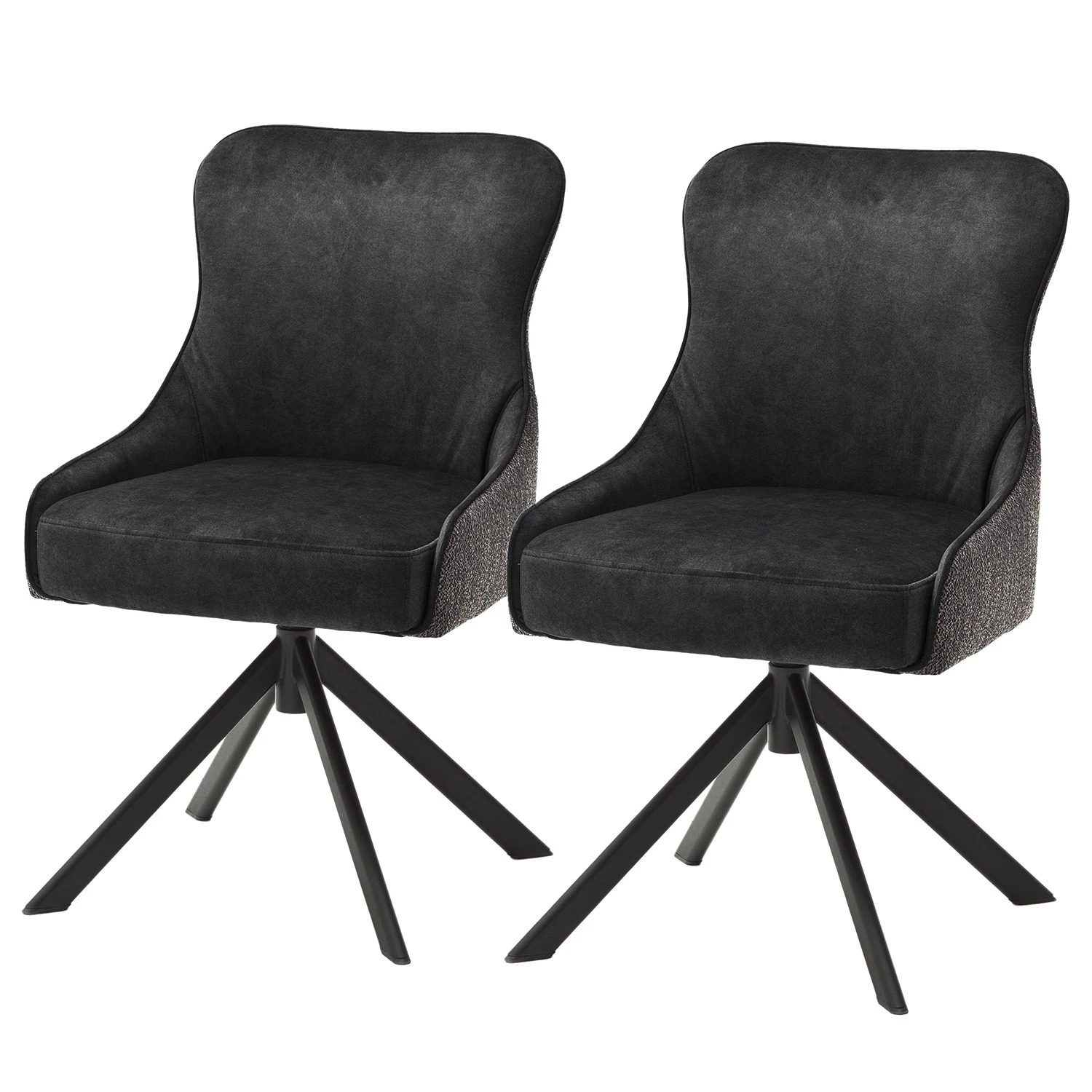Fredriks Chaises Stalewell I (lot de 2) - Microfibre et tissu structuré / Acier - Anthracite 1 Fredriks Chaises Stalewell I (lot de 2) - Microfibre et tissu structuré / Acier - Anthracite