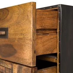 Wolf-Möbel Commode Bazac - Acacia massif - Acacia / Gris foncé -Meubles de salle à manger Soldes Magasin 1000243203 220311 035 DETAILS P000000001000243203