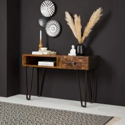 Wolf-Möbel Console Bazac - Acacia massif - Acacia / Gris foncé -Meubles de salle à manger Soldes Magasin 1000243204 220311 020 MOOD DETAILS P000000001000243204 mood